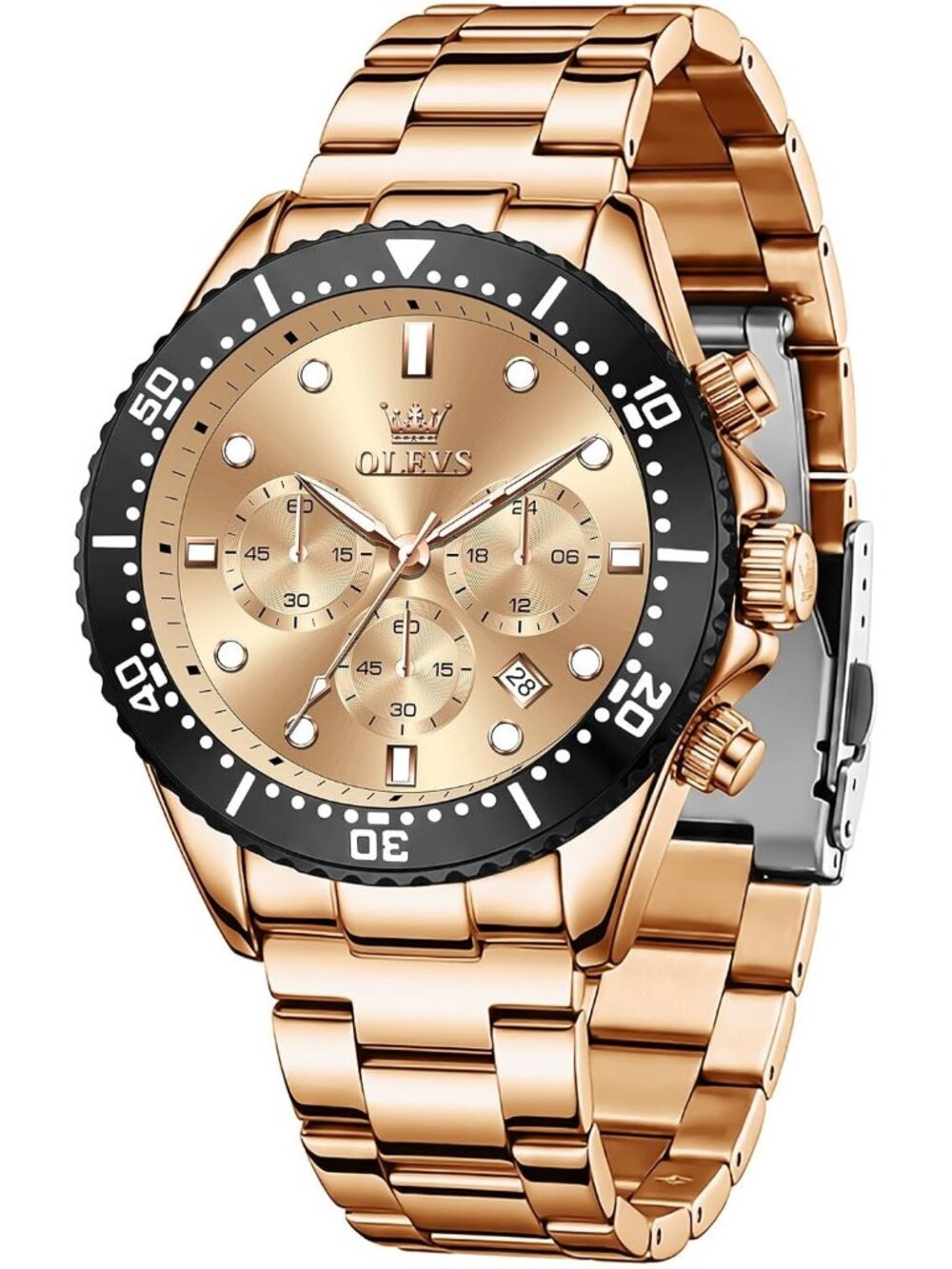Men's Rose Gold Luxury Stainless Steel Reliable Quartz Movement Elegant Watches